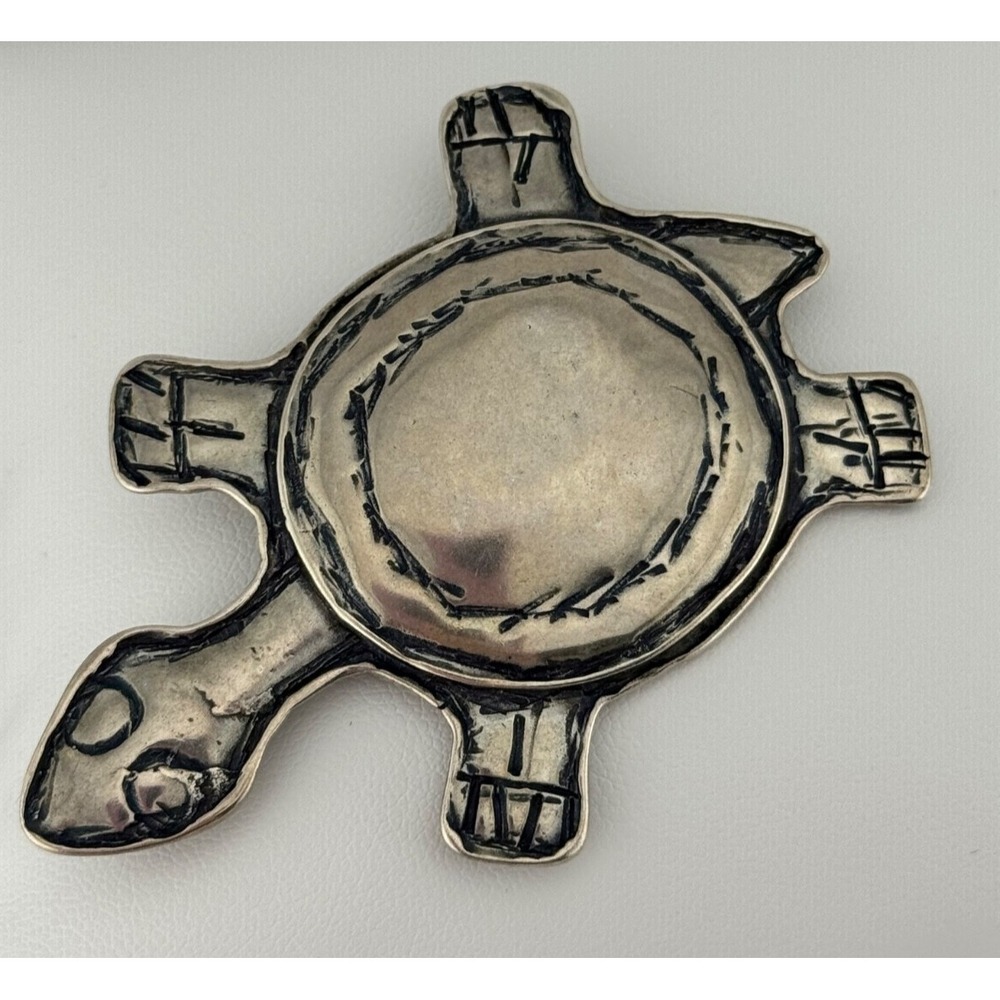 Shula Shek Sterling Silver Israel Modernist Turtle Brooch